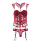 French lace lingerie 2pc set 法式情趣塑身马甲两件套紧身衣 1104