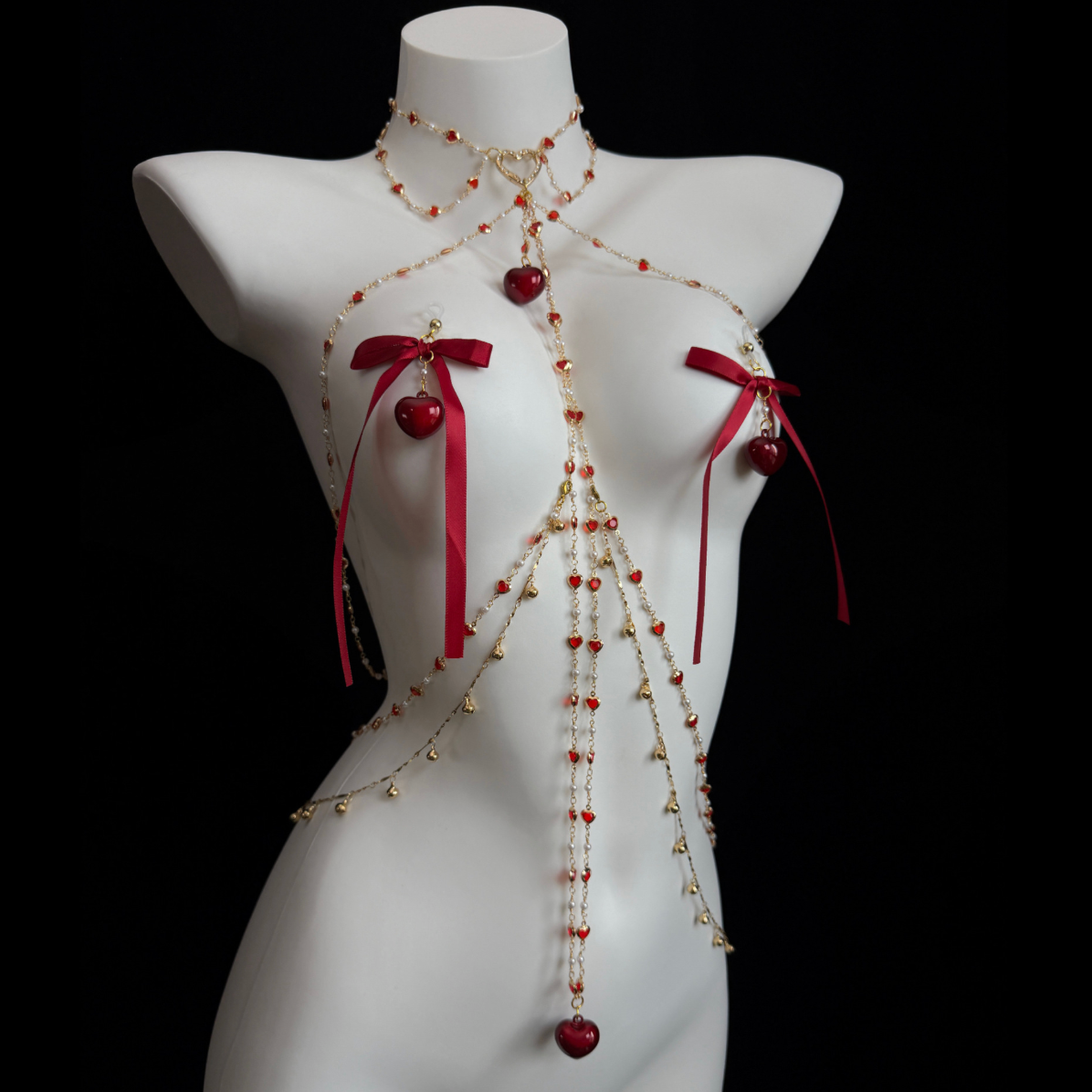 Cherry Nipple Clamp Harness w Butt Plug Option 樱桃情趣乳夹乳环肛塞选项 2307