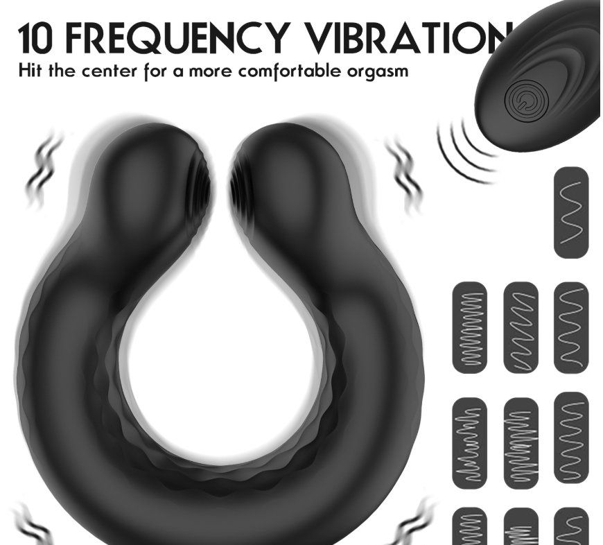 Black Penis Cock Ring Vibrator w Remote  黑色阴茎震动按摩遥控 2313