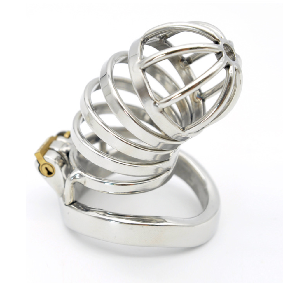 Medieval Stainless Steel Chastity Cuckold Device Male Stripe Cage V5 中世纪不锈钢贞操男用线条 V5 BDSM 2324