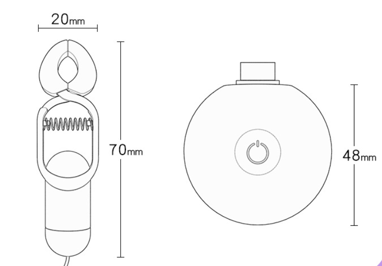 Nipple Wire Vibrator w Portable V5 电动乳夹带便携电池跳蛋 V5 2335