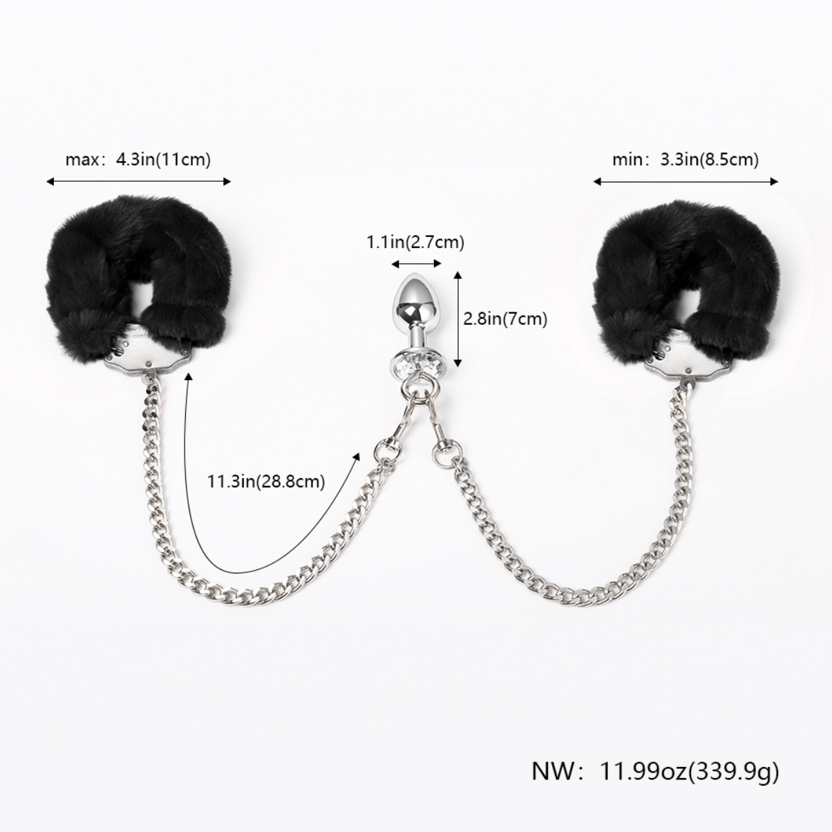 Anal Bead Butt Toy with Hand Cuff Bondage V2  后庭肛塞手铐 V2 BDSM 2276