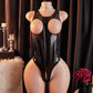 Charlotte PU Leather Bodysuit [Open Crotch] 夏洛特黑色PU皮革紧身衣[开档] 2230
