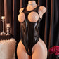 Charlotte PU Leather Bodysuit [Open Crotch] 夏洛特黑色PU皮革紧身衣[开档] 2230