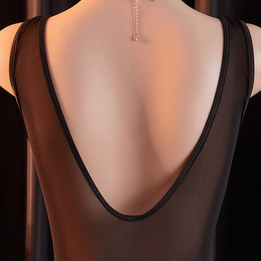 Charlotte PU Leather Bodysuit [Open Crotch] 夏洛特黑色PU皮革紧身衣[开档] 2230